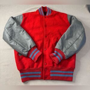 Vintage Delong  Red/gray Leather Jacket Size L  men’s